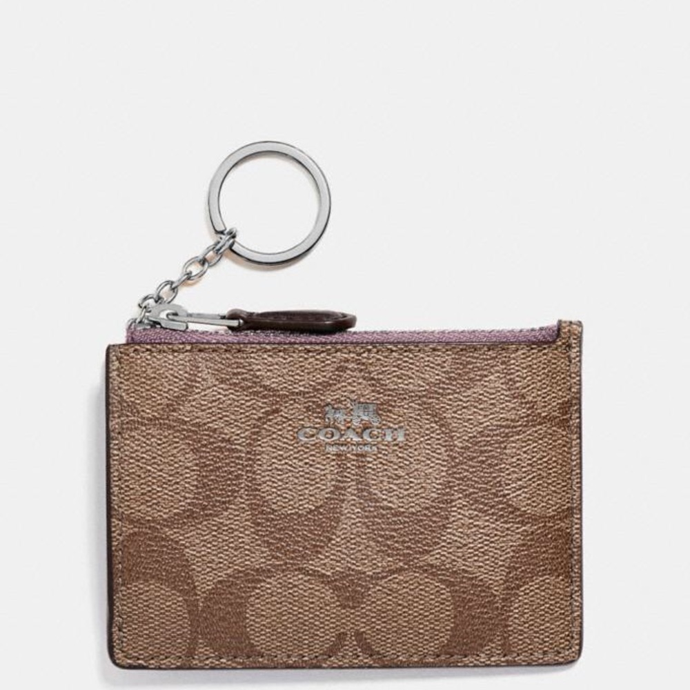 Coach NWT Mini ID Case Signature Print and Purple - Picture 2 of 4